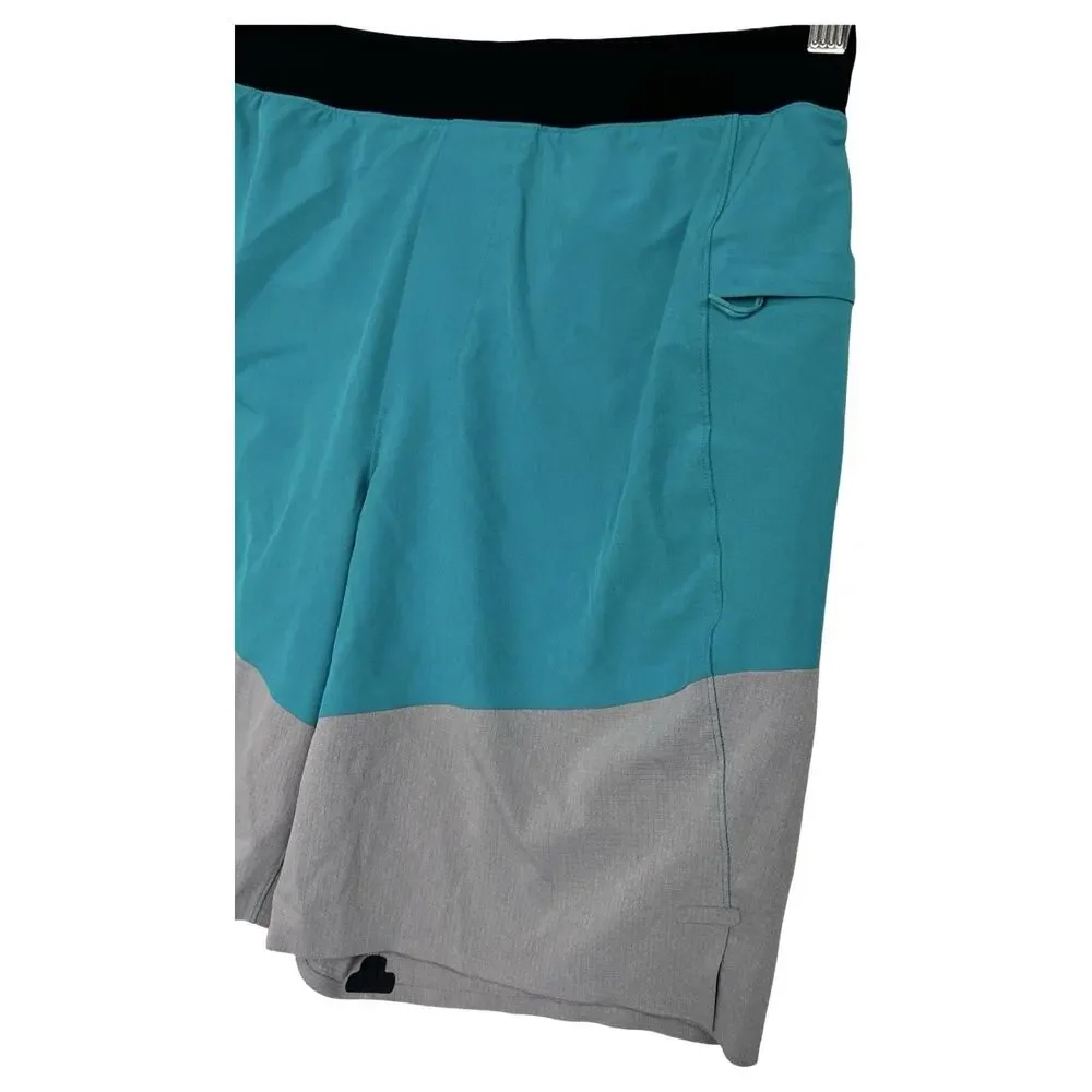 Lululemon Channel Cross Swim Short Mens Small Green Gray Lined Performance Beach